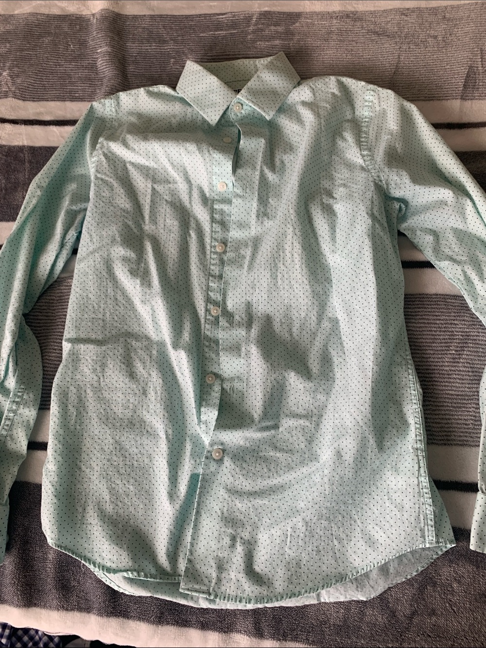 Express Light Mint Green Dot Pattern Dress Shirt
